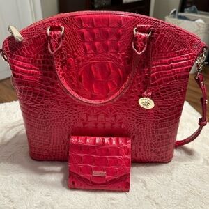 Brahmin Red Croc-Embossed Tote Bag